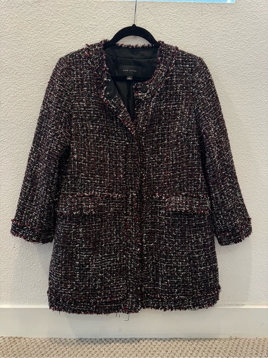 Ann Taylor Jackets & Blazers - Ann Taylor Tweed Bouclé Blazer - Coat Black & Burgundy